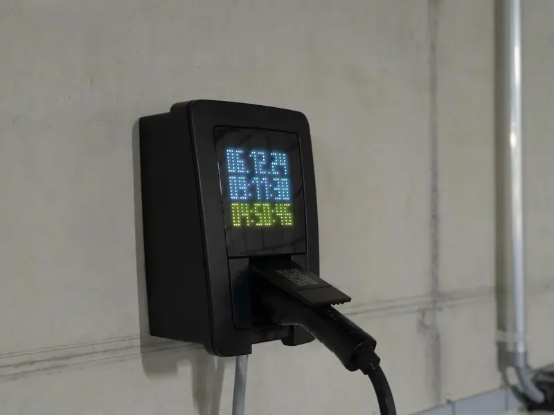 Weatherproof Tesla Wall Connector mounted on carport post in Manly